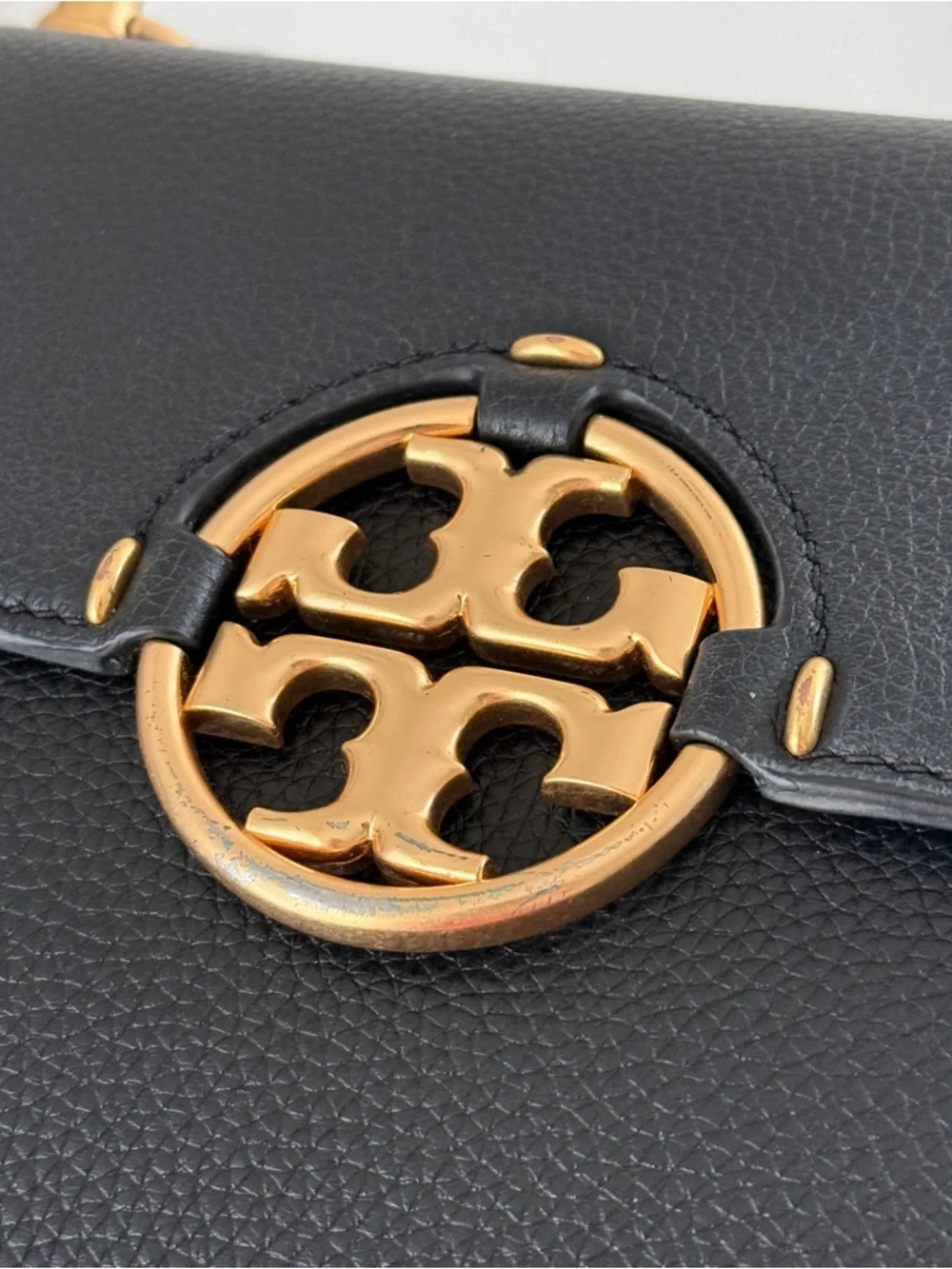 Tory Burch Miller Shoulder Bag Natural Grain Leather with Braided Strap & Chain - Picture 3 of 8